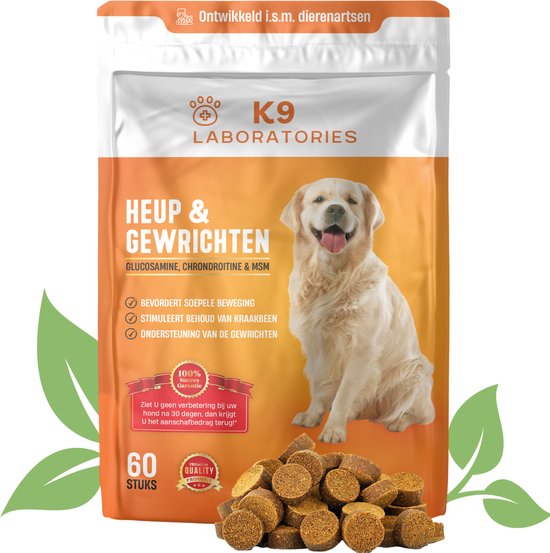 K9 Laboratories Gewricht Supplement voor honden met glucosamine MSM en chondroitine 60 stuks