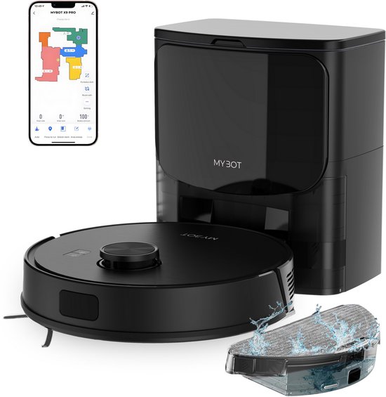 MYBOT X7 PRO robotstofzuiger met 6500Pa zuigkracht en automatisch leegstation voor hondenharen